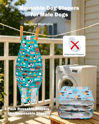 Image of CuteBone Dog Diapers Male Belly Bands 3 Pack for Male Dogs Reusable Puppy Wraps