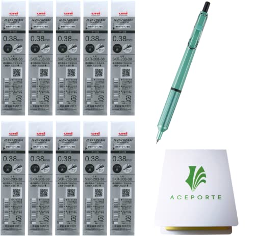 Stylo à bille d'exception Uni Jetstream Edge vert menthe 0,38 mm, haute précision et ses recharges