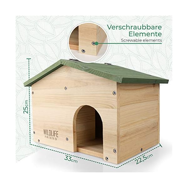 WILDLIFE FRIEND I Igelhaus Winterfest mit Boden aus Holz I 33cm x 22,5cm x 25cm | Ganzjähriges Wetterfestes… – Bild 7