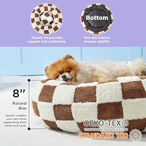 Lesure-Donut-Small-Dog-Bed-Round-Cat-Beds-for-Indoor-Cats-Anti-Anxiety-Calming-Pet-Beds-Washable-Cute-Modern-Beds-with-Teddy-Sherpa-Plush-Anti-Slip-Bottom-Brwon - Cucciolini Doodles   Lesure-Donut-Small-Dog-Bed-Round-Cat-Beds-for-Indoor-Cats-Anti-Anxiety-Calming-Pet-Beds-Washable-Cute-Modern-Beds-with-Teddy-Sherpa-Plush-Anti-Slip-Bottom-Brwon