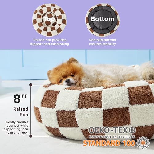 Lesure-Donut-Small-Dog-Bed-Round-Cat-Beds-for-Indoor-Cats-Anti-Anxiety-Calming-Pet-Beds-Washable-Cute-Modern-Beds-with-Teddy-Sherpa-Plush-Anti-Slip-Bottom-Brwon - Cucciolini Doodles   Lesure-Donut-Small-Dog-Bed-Round-Cat-Beds-for-Indoor-Cats-Anti-Anxiety-Calming-Pet-Beds-Washable-Cute-Modern-Beds-with-Teddy-Sherpa-Plush-Anti-Slip-Bottom-Brwon