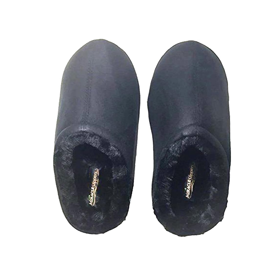 Ontel TruGel Soft Insole Miracle Comfortable Fur Slippers Machine Washable - Black Deluxe Small