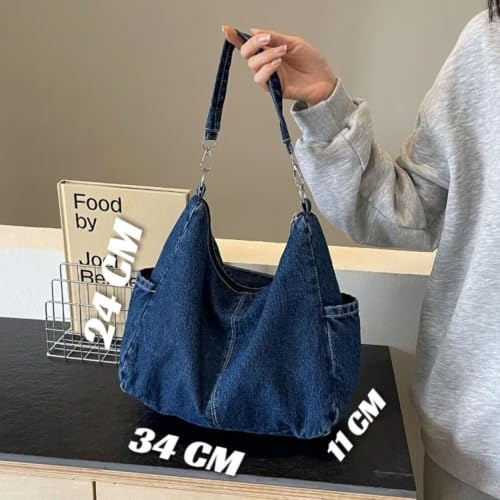 HaveGlam Women's Denim Shoulder Tote Bag Blue - Image 6