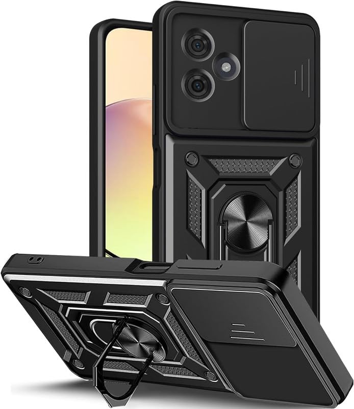 SmartLike Robot Ring Thunder Case, Shockproof Hybrid Kickstand Back Case Defender Cover for Moto G64 5G - Black (Sliding Camera Window) (B0D31RHN7T) Amazon Price History, Amazon Price Tracker