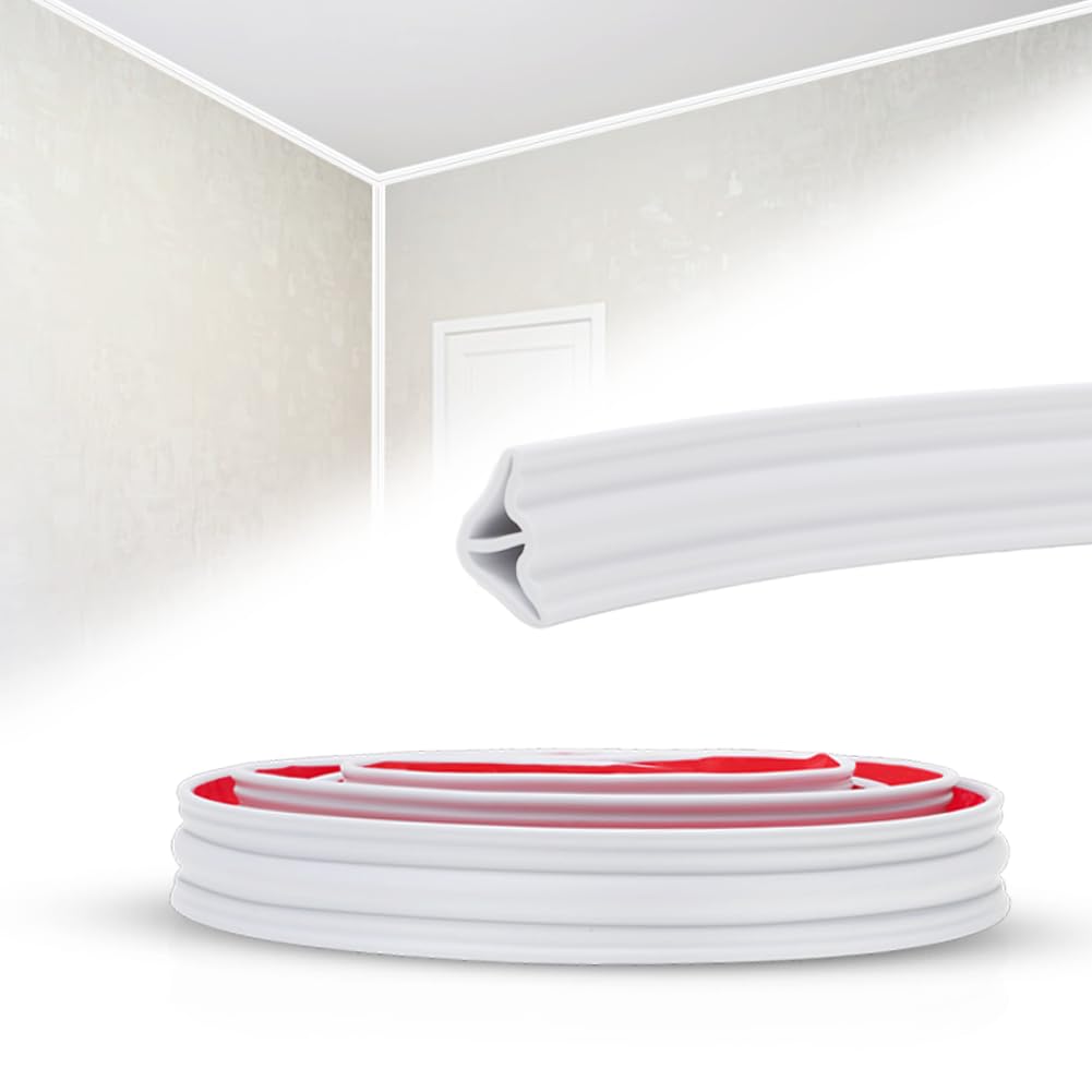 Molduras decorativas flexibles autoadhesivas de techo de 42 x 30 mm, molduras de estuco para pared o techo, para encimeras de cocina, ideal para salón, cocina, baño, bricolaje (blanco-3 m)