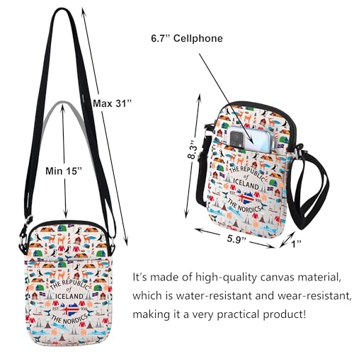 VAMSII Iceland Souvenir Crossbody Bag Iceland Trip Gift Nordics Culture Gift2
