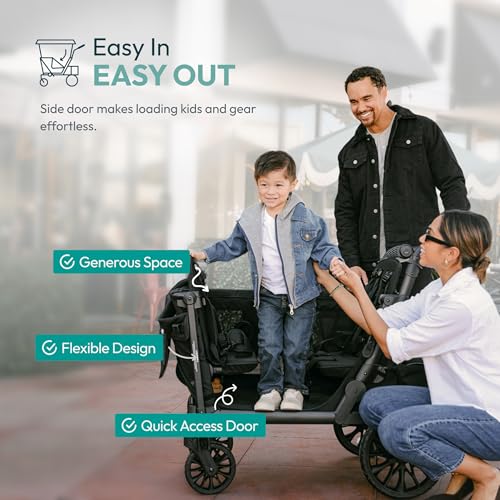 Image of WonderFold L4 Stroller Wagon, Aluminum Frame, 4 Seater, Black