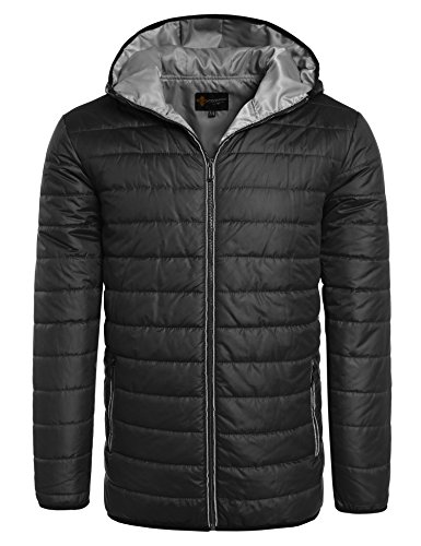 Coofandy Mens Removable Hood Jacket Outwear Quilted Down Jacket