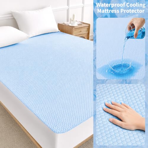 Image of Safe and Sound Waterproof Mattress Protector - Breathable Noiseless - Oeko-TEX Machine Washable - Fits 8-18 inch Deep Pockets Mattress Cover Cooling Twin