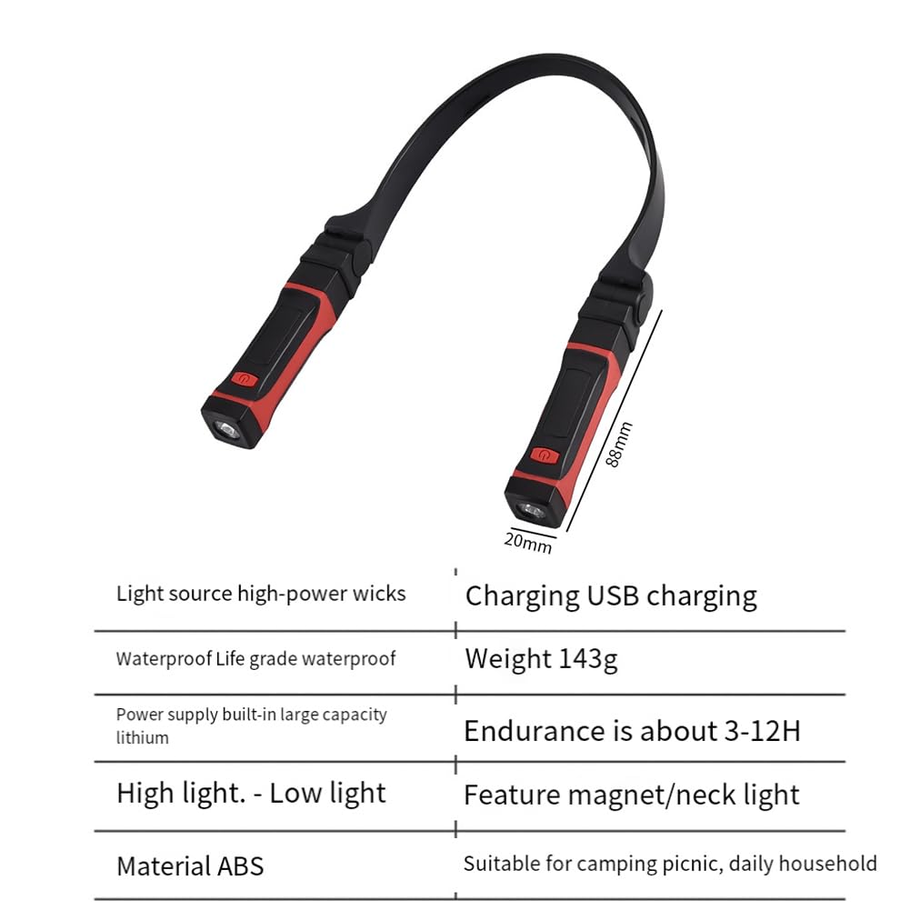 Sobeta Detachable Neck Light Rechargeable, LED Work Light with Magnetic Base, Hands Free Mechanic, Around Neck - Image 3