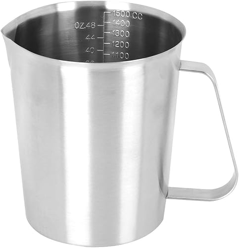Jarra de espuma de leche, Jarra de vapor de 50.7 fl oz/50 oz, Taza espumadora de leche de acero inoxidable, jarra de café capuchino latte jarra de