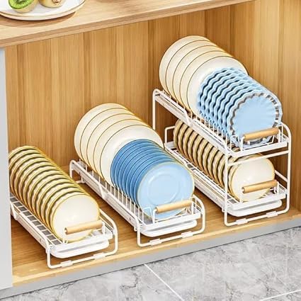 OTISTORES Counter Cabinet and Shelf Kitchen Supplies Dish Rack Large Capacity Pull-Out Cabinet Dish Drying Rack No-Punch Slide-Out Storage Rack with Drainboard for Kitchen(Pack of 1)