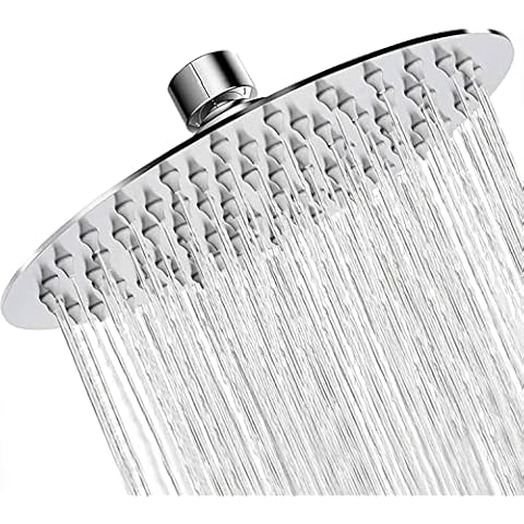Rain Shower Head High Pressure,WOOPHEN 10 Inch 304 Stainless Steel Rainfall Showerhead, Mirror-Like Look,Swivel Spray Angle, Voluptuous Shower Experience, Easy Installation, Chrome Finish Cover