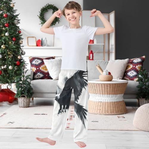 Boy's Pants Eagle Black Jogger Pants Elastic Waist Long Bottoms Trousers with Pockets 6-14 Years2