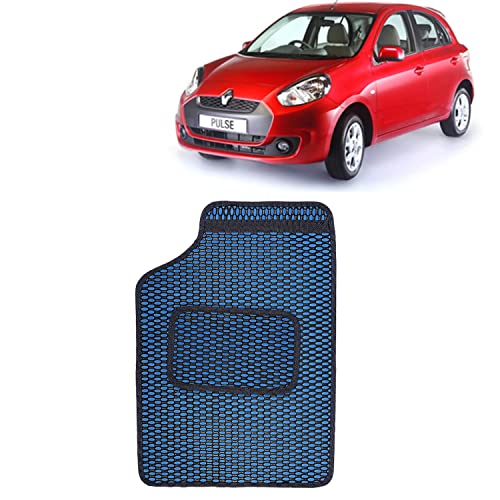 Image of Kingsway Dotted Design Car Floor Foot Mats Universal Fit for Renault Pulse, Model Year : 2012-2018, Water and Dustproof, Color Blue, Set of 5 Pieces