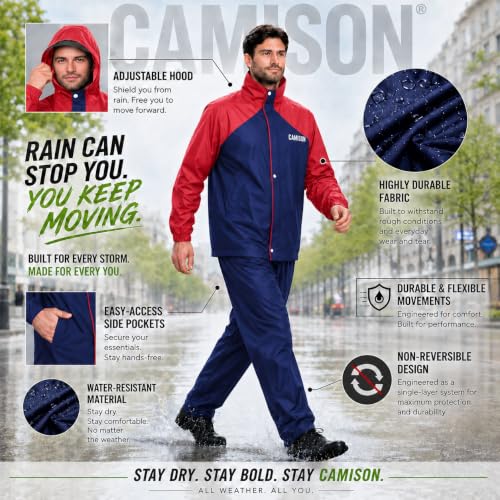 Image of Mens Eluxia Waterproof Reversible Raincoat for Men (IN, Alpha, M, Council Blue)