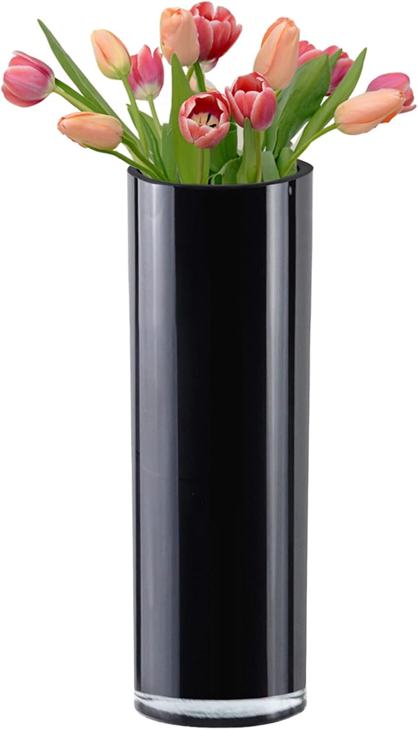 CYS Excel Black Glass Cylinder Vase (H12" D4") Multiple