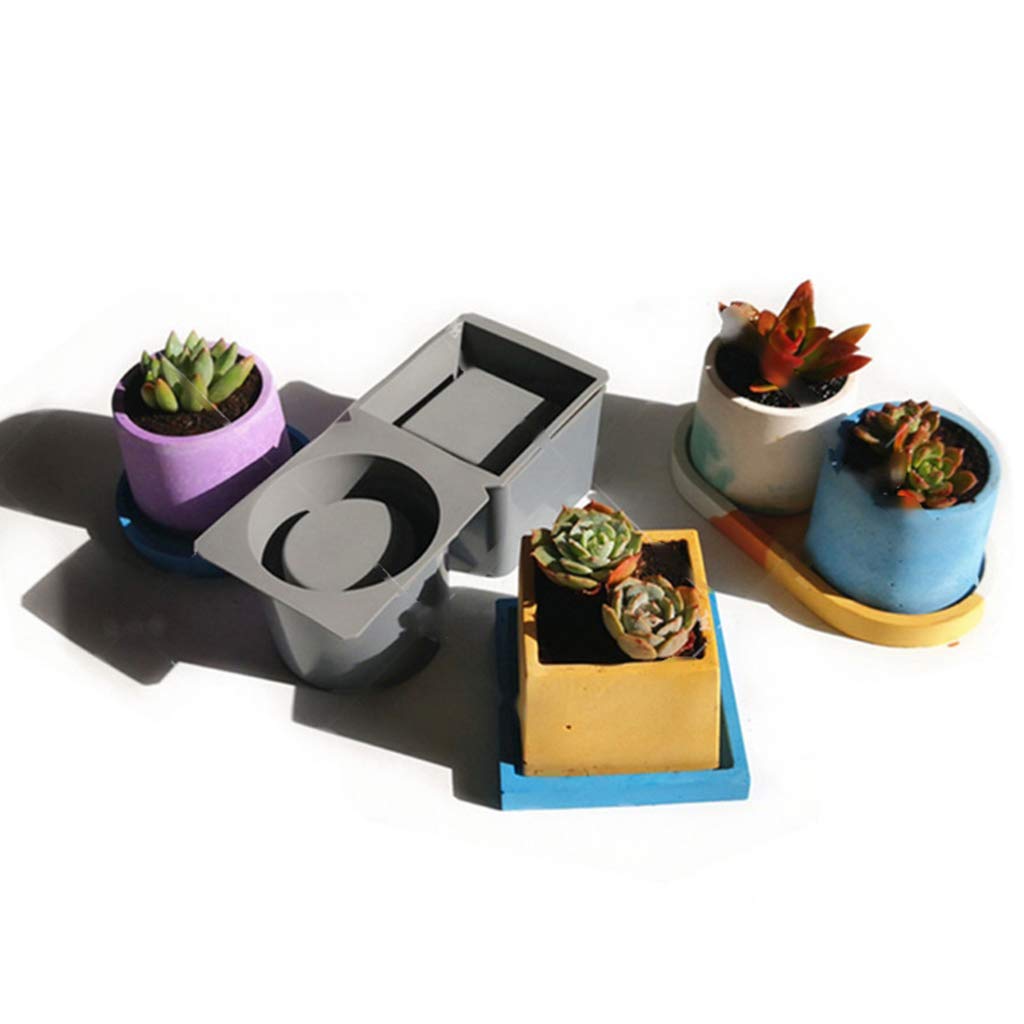 Strumenti di colata Quadrato Rotondo Concrete Vaso di Fiori Vassoio Silicone Fioriera Epossidica Stampo Resina Gioielli Stampi Collana
