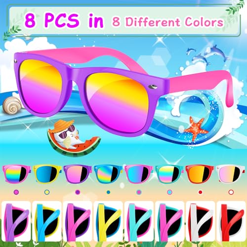 Kids Sunglasses Bulk, Kids Sunglasses Party Favor, Translucent Sunglasses for Kids Party Supplies, Beach, Pool Party Favors, Party Favor for Kids Boys and Girls 3-8 (8PCS Kids Sunglasses bulk)2