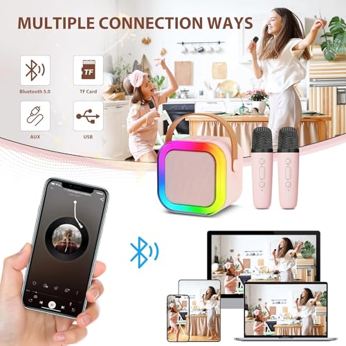 Image of CADDLE & TOES Mini Karaoke Machine for Kids Gifts Adults (Cute Little & Portable) Bluetooth Speaker with Wireless Microphone (Sound Loud) Birthday Gifts for Girls 3-12 Years Old Toddler Toys