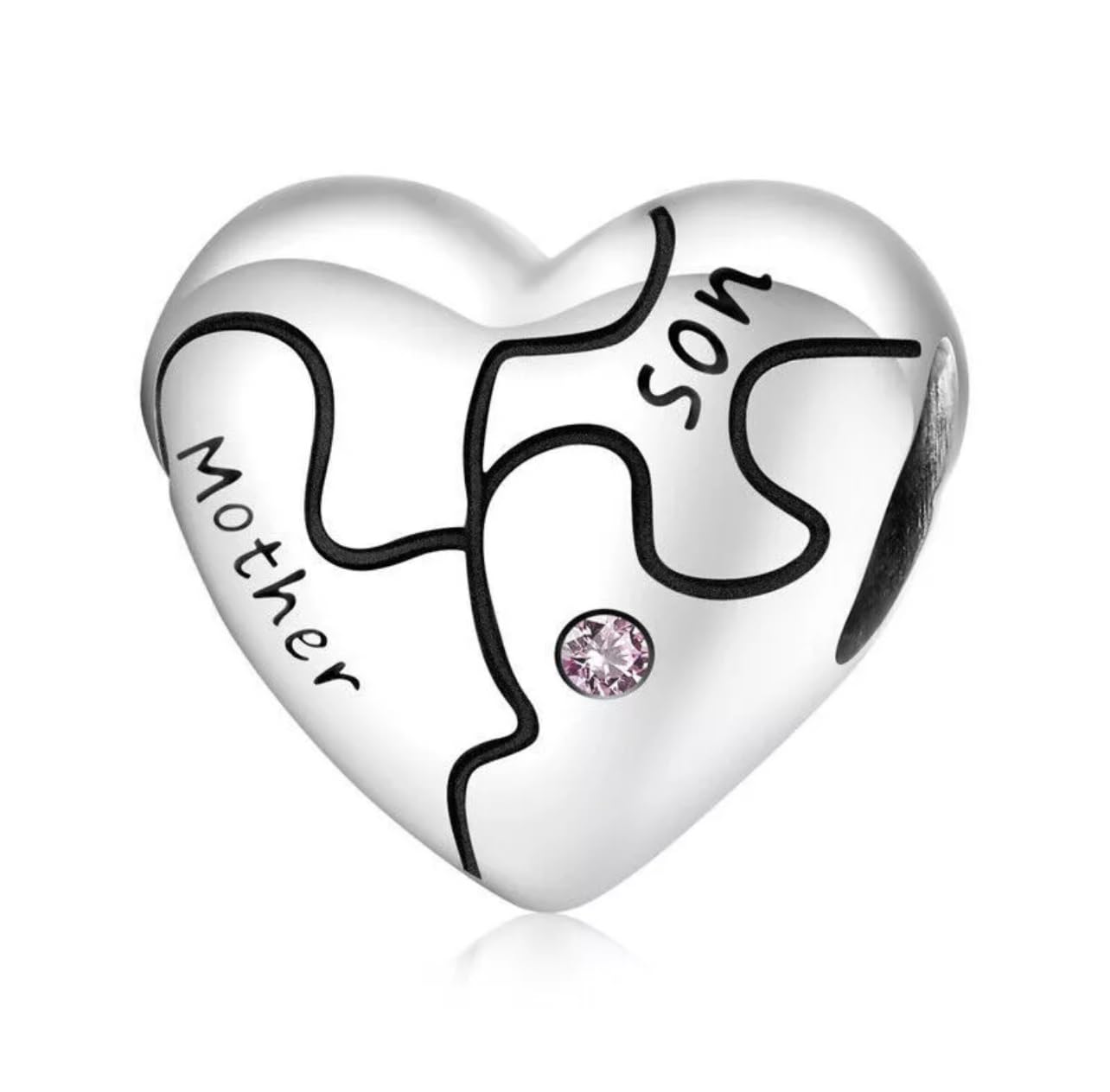 Ciondolo madre figlio perlina puzzle mamma autentico argento sterling 925 compatibile bracciale