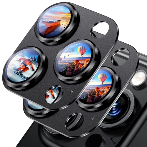 Image of Uyiton Compatible with Phone 16 Pro /Phone 16 Pro Max Camera Lens Protector - [Not Easy to Break][Strong Adsorption][Case-Friendly] Metal Tempered Glass Rear Camera Screen Cover - Black, 2 Pack