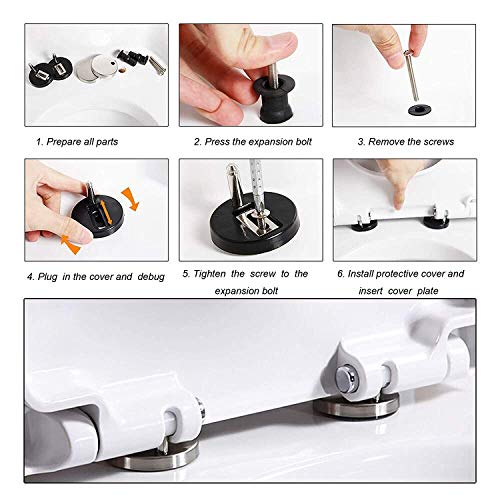 Lystin 668828- Upgraded 2 Full Set Toilet Seat Hinge Fixings Top Fix Nuts Screws Quick Release Hinges Fittings Rubber Back To Wall thumb #4