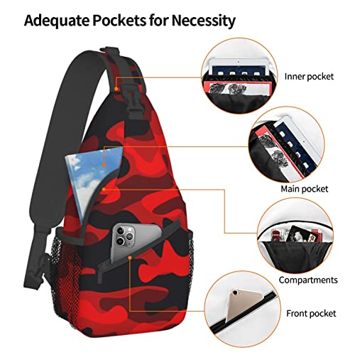 SUPLUCHOM-Sling-Bag-Military-Camouflake-Camo-Red-Black-Hiking-Daypack-Crossbody-Shoulder-Backpack-Travel-Chest-Pack-for-Men-Women