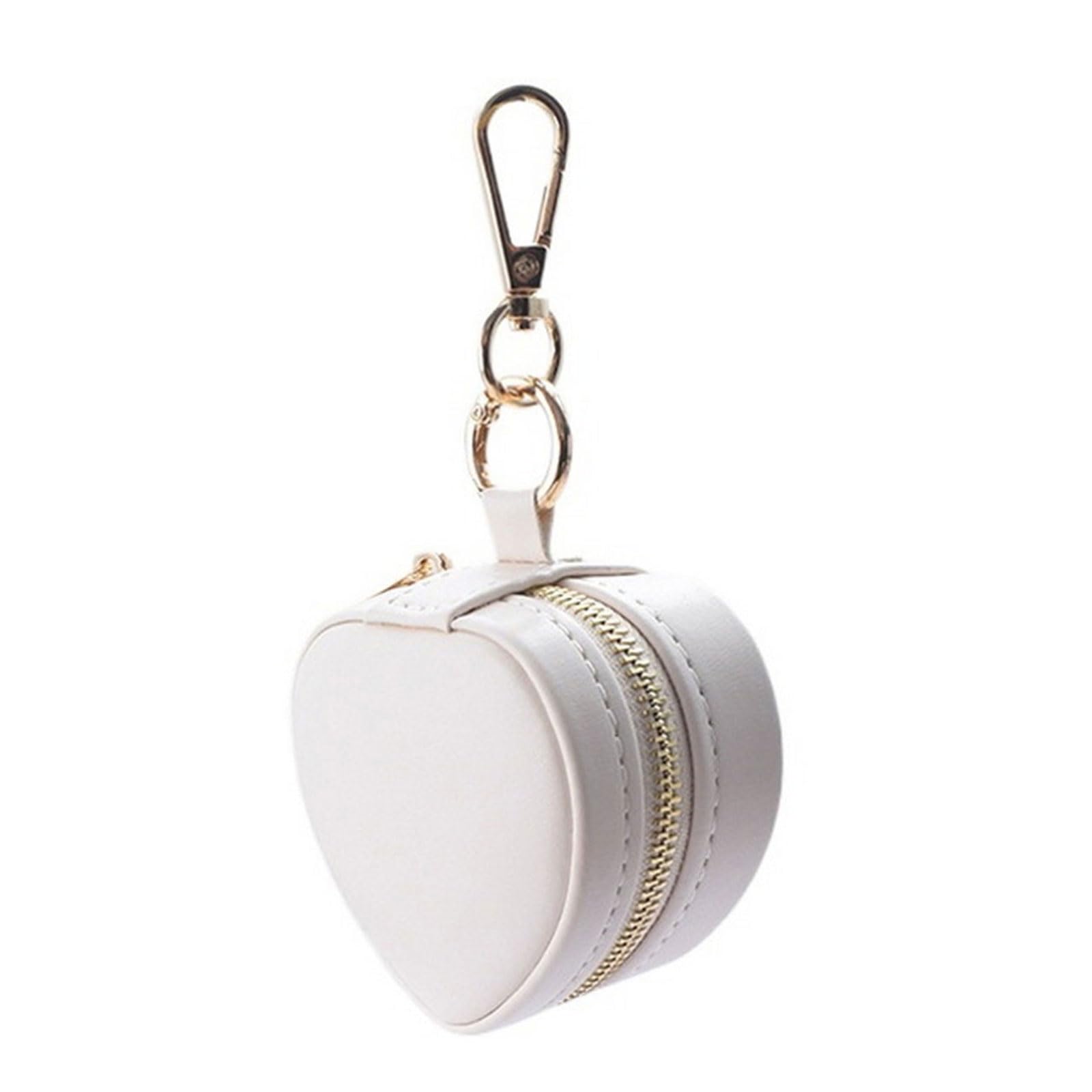 TFAOYS Keyring Jewelry Storage Box Heart Molded Transportable Planner Permanent Substance Dense Case for Circlets Earrings Suspended Keychain Jewelry Box