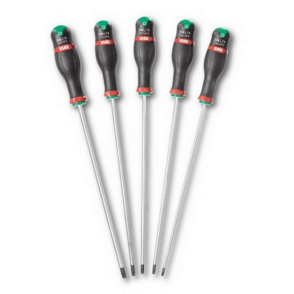 USAG U03240067 - Juego de 5 destornilladores para tornillos Torx, varilla larga