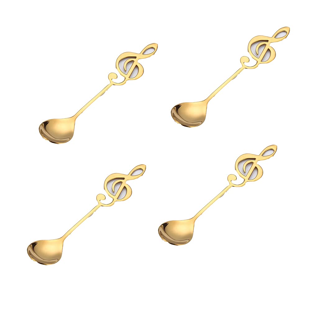Ice Cream Spoons Metal, Stainless Steel Small Spoons: Guitar & Violin Shaped Dessert Spoons, Titanium Plated Ice Scoop For Stirring, Ideal For Coffee, Teas From Mm_wholesale, $1.07