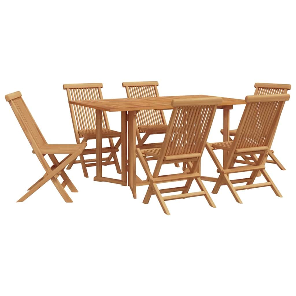 Generico Set da Pranzo per Giardino 7 PCS Marrone Legno di Teak Solido,Mobili,Mobili da Giardino,Mobili e sedie da Giardino,Sedie da Giardino,Marrone,66.1 kg,3155338