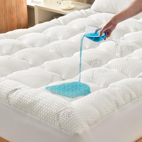 Premium 100% Waterproof King Mattress Topper, Breathable Mattress Pad, Rayon from Bambo Bed...