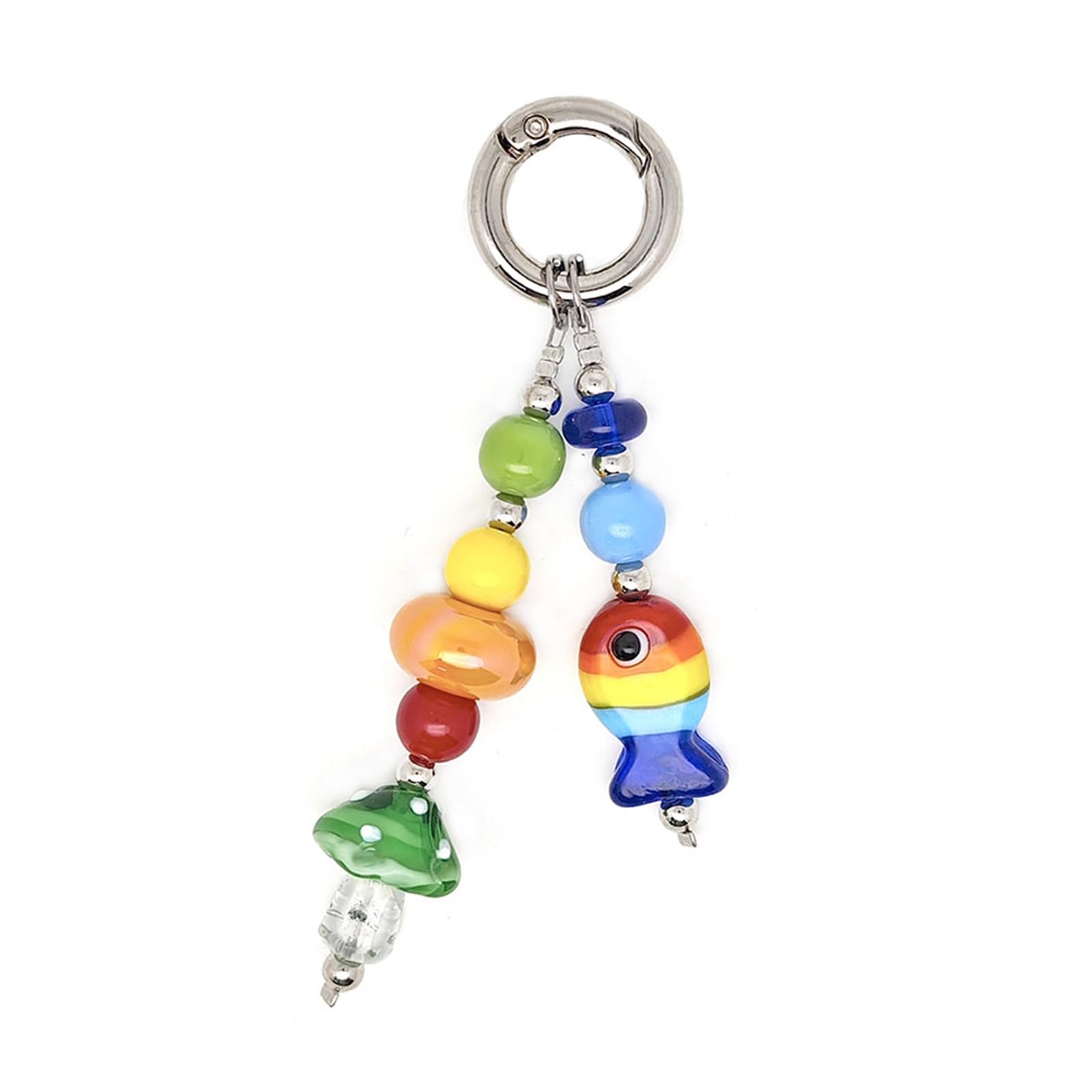 GMBYLBY Artistic Mushroom Beaded Keyring Stylish Bag Charm Vibrant Acrylic Craft For Teens Adults Mushroom Bead Keychain