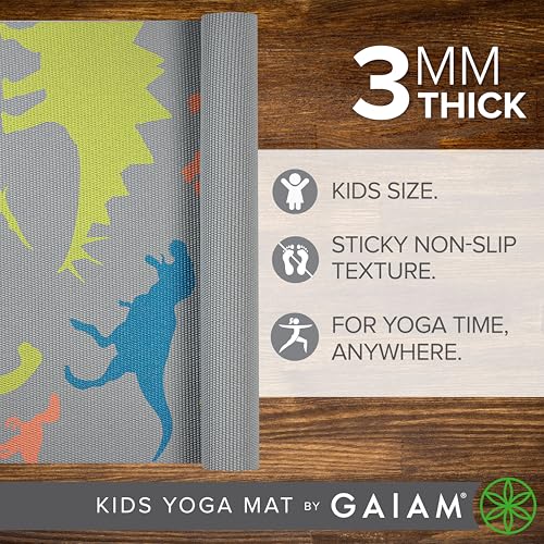 Gaiam Kids Yoga Mat Exercise Mat, Yoga for Kids with Fun Prints - Playtime for Babies, Active & Calm Toddlers and Young Children