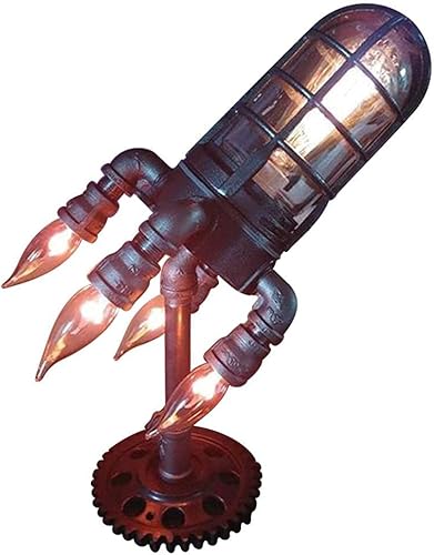 Osuner Lámpara de cohete Steampunk, luz nocturna LED, luces LED de cohete de simulación retro, para niños, regalo de juguete, sala de estar,