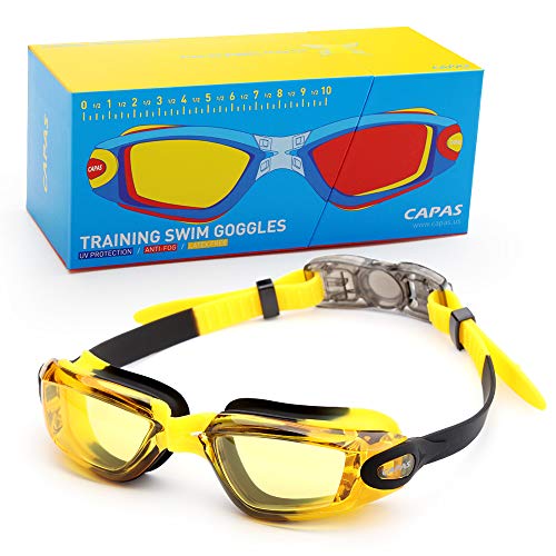 CAPAS Kids Swim Goggles, Age 4-12 Boys Girls Swimming Goggles Comfortable Fit