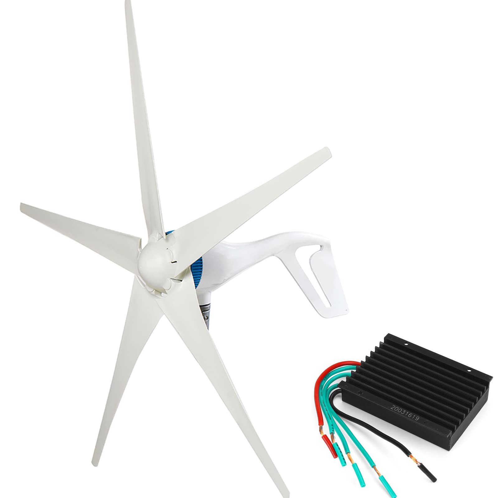 GUOZ 4000W Wind Turbine Generator, 12V 24V 48V 5 Blades Horizontal Axis Permanent Magnet Generator Whit Wind Controller Street Lighting and More Solar and Wind Hybrid System,12V