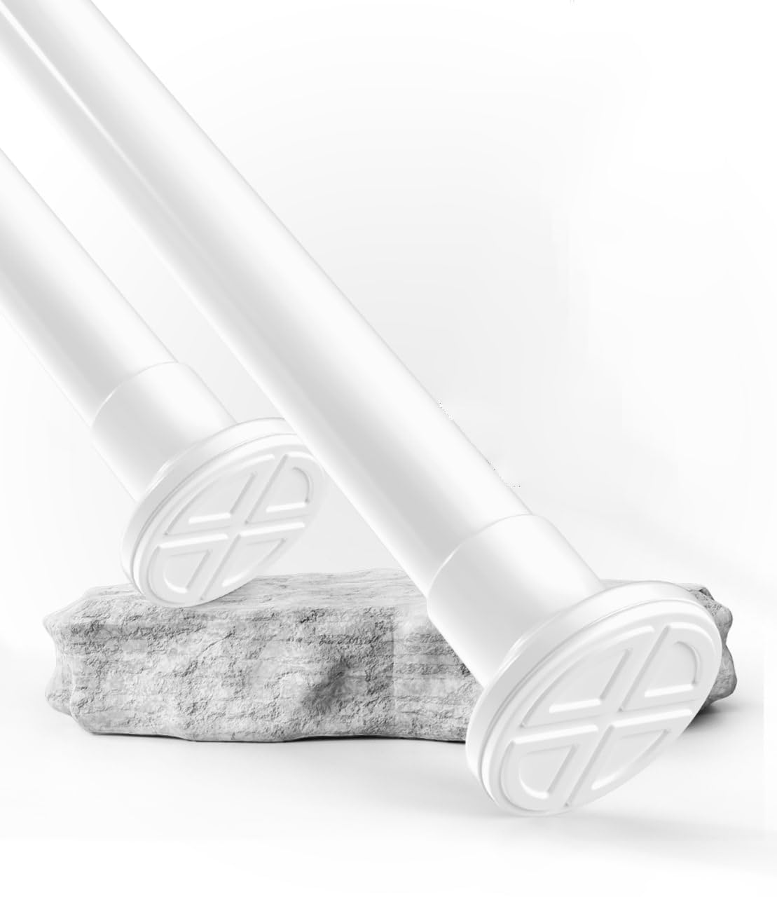MEISENBERG Bastone Tenda a Pressione, Aste per Tende Senza Forare per Finestre, Doccia, Terrazza e Parete Divisoria 260-310 cm, Bianco, Ø 32 mm
