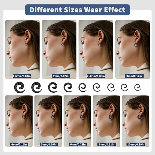 Heveer Ear Gauges Stretching Kit Silikon Tunnel Dehnstäbe Acryl Dehnschnecke Ohr Erweiterungs für Ohrlochstechen 36 Stück Schwarz