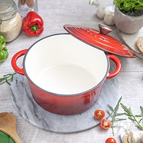 Cast Iron Pot with Lid – Non-Stick Ovenproof Enamelled Casserole Pot – Sturdy Dutch Oven Cookware – Red, 4.7L, 24cm – by Nuovva - Image 6