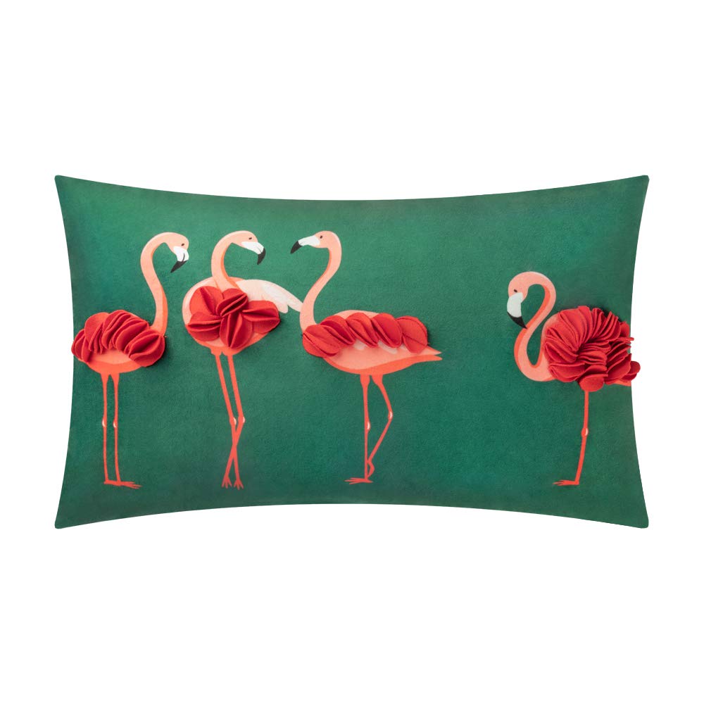 Stereo Flamingo Decorative Throw Pillow Cover 3D Feather Pillowcase Rectangular Cushion Cover for Bed Living Room Sofa Chair Home Decor 12 x 20 Inches