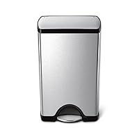 Vista 1 de Simplehuman - Cubo de basura rectangular para cocina de 38 litros / 10 galones, con pedal, de acero inoxidable cepillado