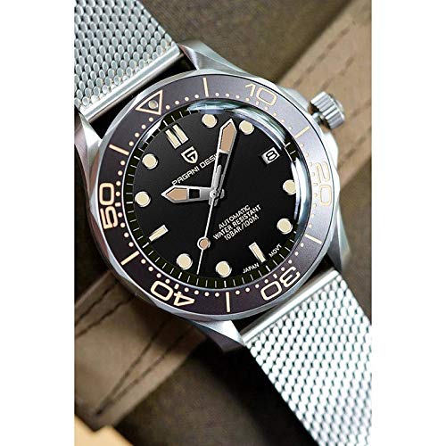 Haiqin Pagani Design 007-Model Automatic Diving Watches For Men Japan Movement, Stainless Steel Band, Rotating Ceramic Bezel, Sapphire Domed Mirror, Waterproof Mechancial Self Winding Wrist Watch #TOP2