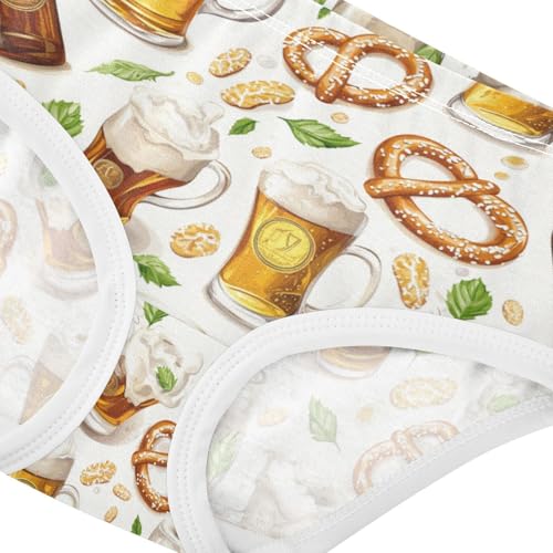ZZKKO Beer Pretzel and Green Leaf Girls Underwear Toddler Panties for Girls Comfort Brief Size 2T-8Y3