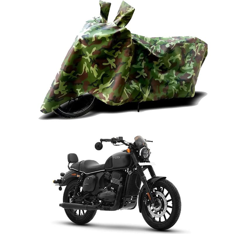 Image of 100% Water Resistant Bike Scooty Two Wheeler Body Cover Compatible For Yezdi Roadster Gallant /UV-Rays /Heat Protection /Birds Dropping /Scratchproof /Dust proof /Waterproof /All Varient[Green MJ]