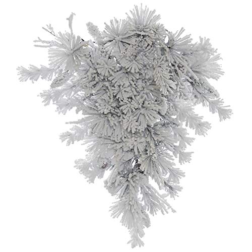 Vickerman A155307 Teardrop with 18 Pine Cones, 75 Flocked White on Green PVC Tips, 36