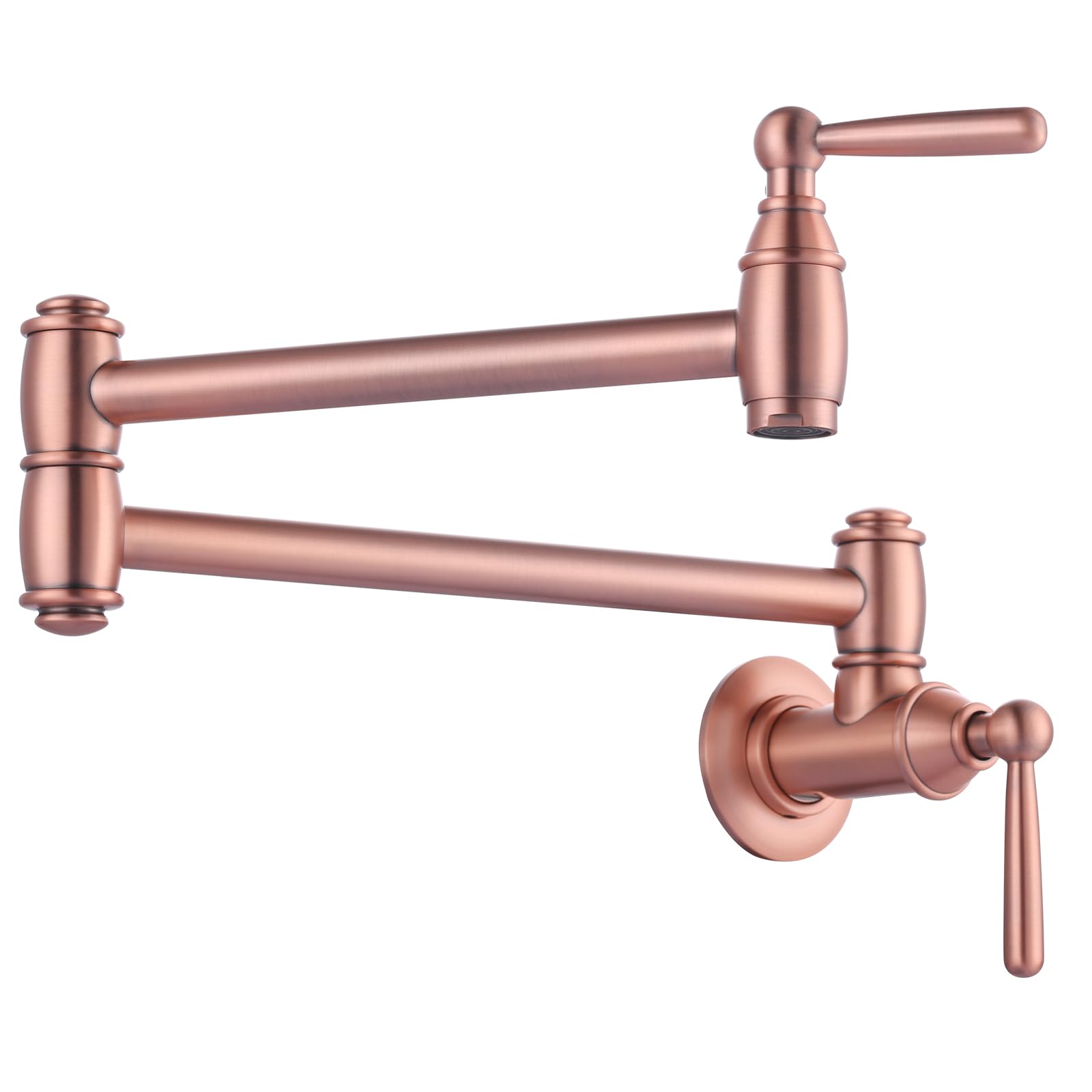Rubinetto di riempimento per pentole, in rame, ARCORA vittoriano, montaggio a parete, rubinetto pieghevole da cucina, 2 maniglie con bracci oscillanti a doppio snodo, rubinetto per stufa in ottone