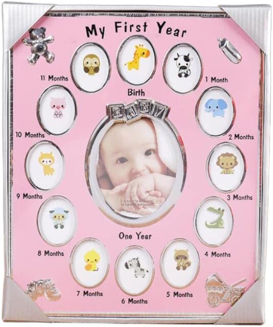 Marco de collage de mesa para el primer año del bebé (rosa)