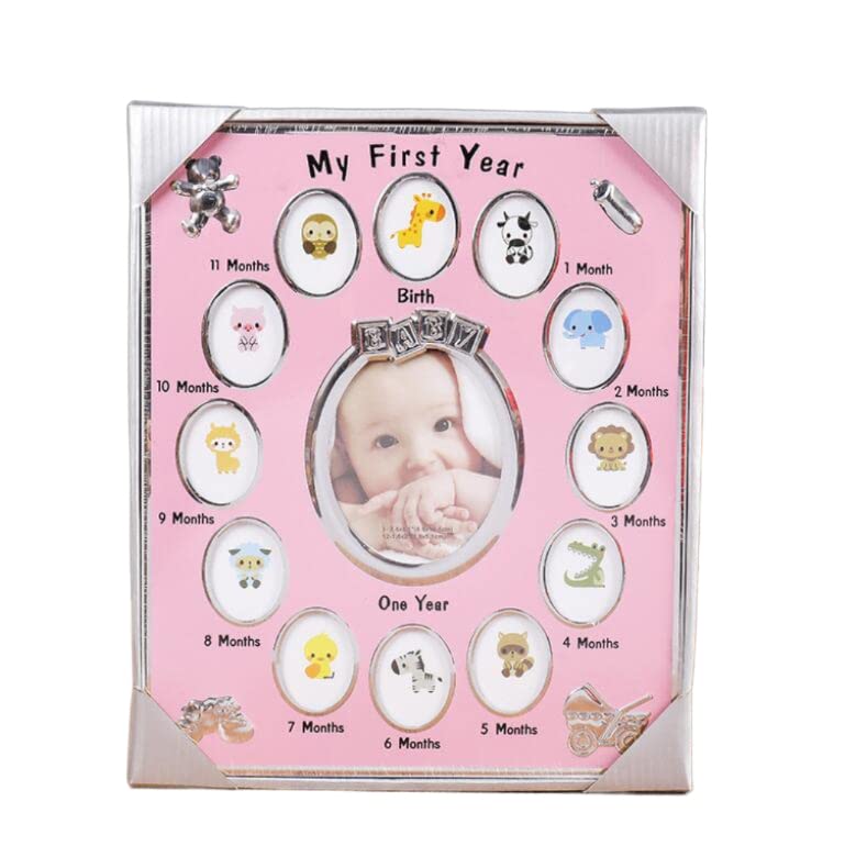 Baby's First Year Milestone Tabletop Collage Frame (Pink)